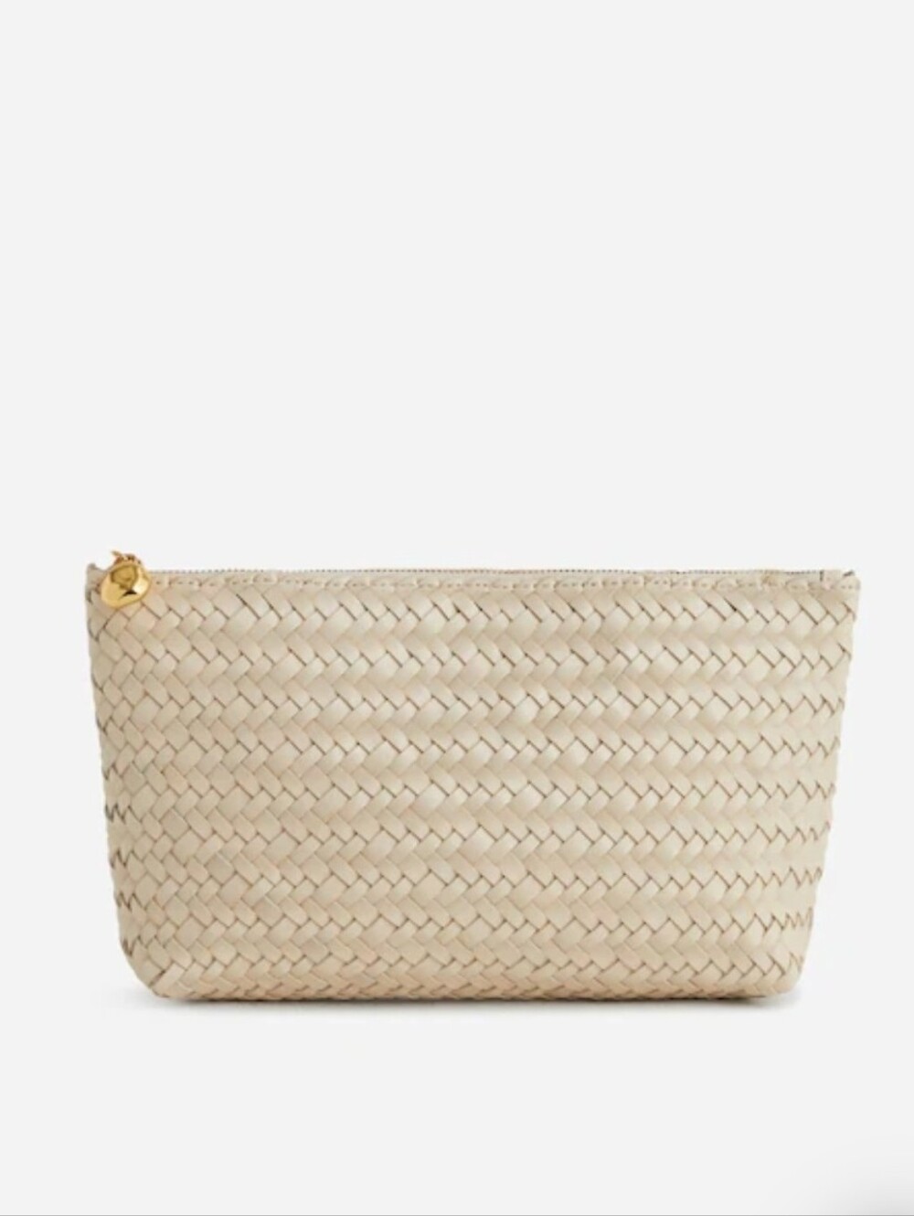 NWT Madewell Handwoven Leather Zip Pouch Off-White Woven Edition Cream $118